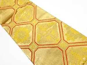 リサイクル　蜀江に向かい鶴・菊模様織出し袋帯